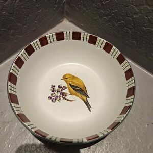 Lennox Ceramic Bowl Winter Greetings Goldfinch Every Day Bowl 7"